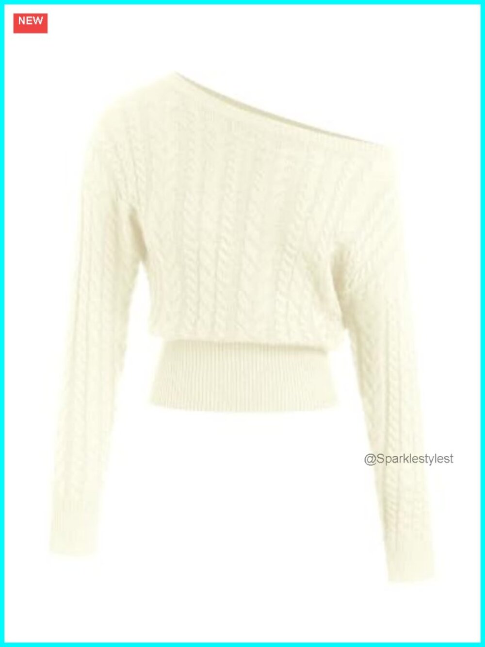 Off Shoulder Cable Knit Sweater Slim Waist Crop Knitwear Top